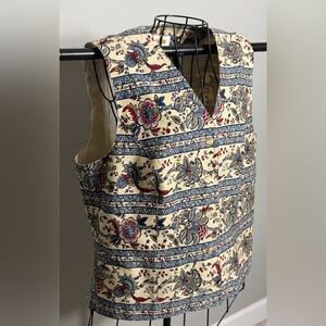 Talbots Vintage Red and Blue Floral Vest